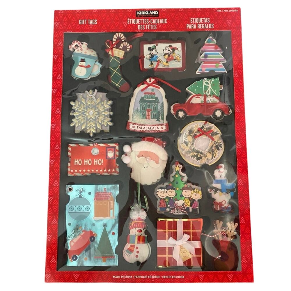 Mickey Mouse PEANUTS Kirkland Disney Christmas Gift Tags NEW 84 Pieces Santa
